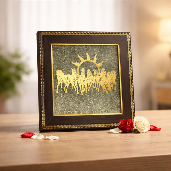 7 Horses on Raw Pyrite Frame