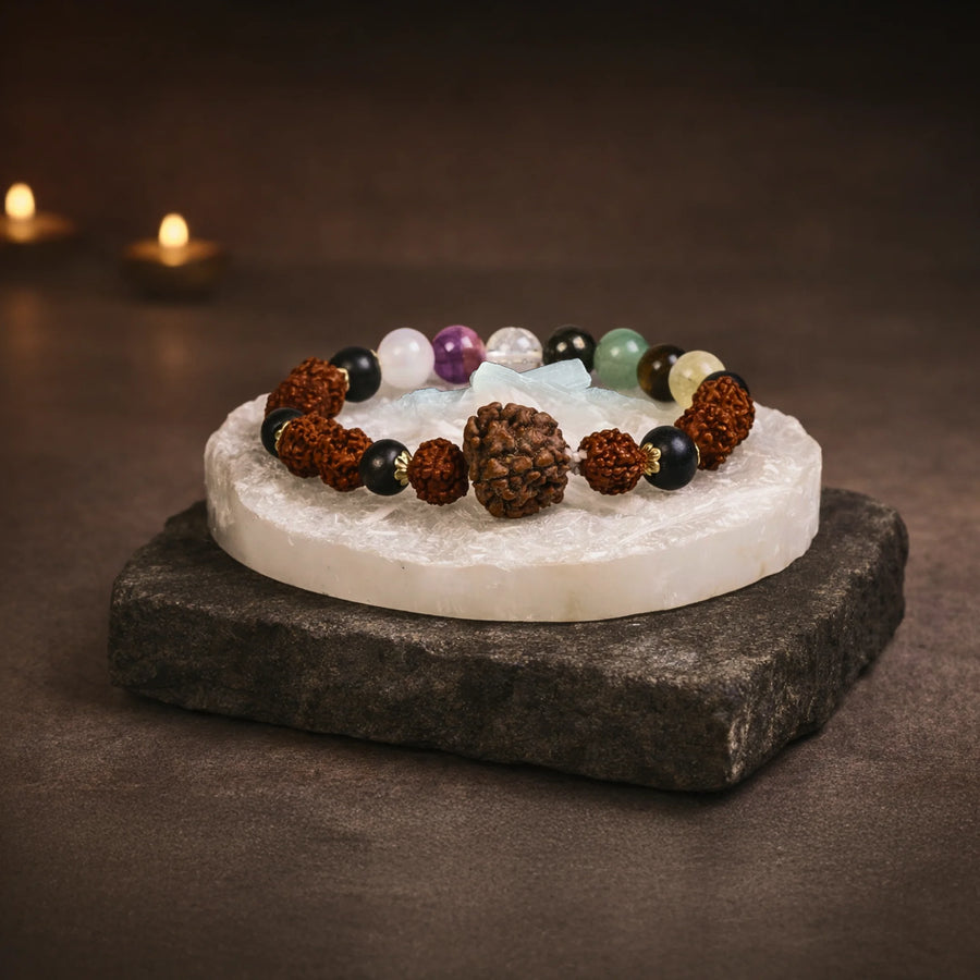 Asth Lakshmi Maha Dhanyog Bracelet with 7 Mukhi Rudraksha