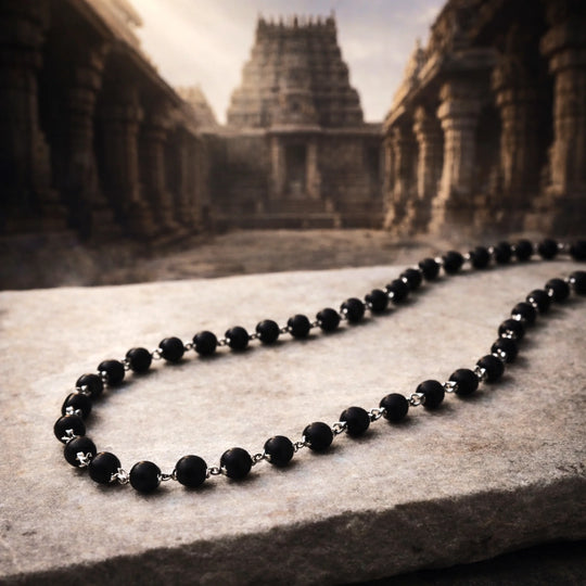 Silver Cap Karungali Mala