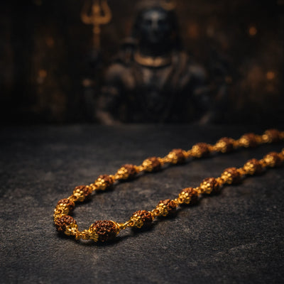 Rudraksha Chain Pendant with Golden Cap