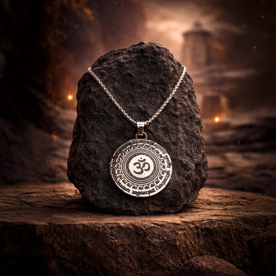 Silver Plated Maha Mrityunjaya Mantra Om Necklace