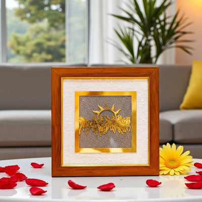 7 Horses Raw Pyrite with Selenite Frame