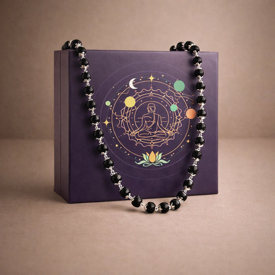 Original Karungali (Ebony Beads) Mala Silver Plated - Gemsinvite  