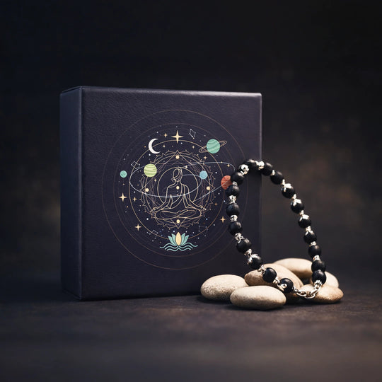 Silver Cap Karungali Beads Bracelet