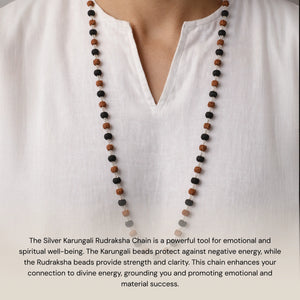 
                    
                      Authentic Karungali Beads Rudraksh Mala with Silver Coating - Gemsinvite  
                    
                  