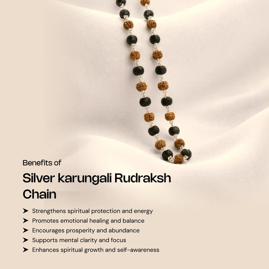 Silver Karungali Rudraksha Chain