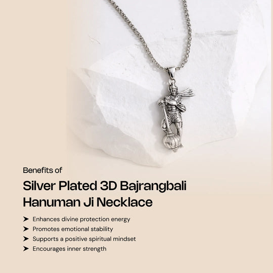 Silver Plated 3D Bajrangbali Hanuman Ji Necklace