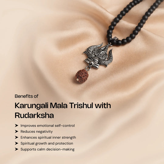 Karungali Mala with Trishul and Rudraksha