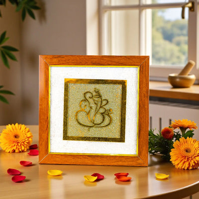 Ganesha Ji on Raw Pyrite Frame