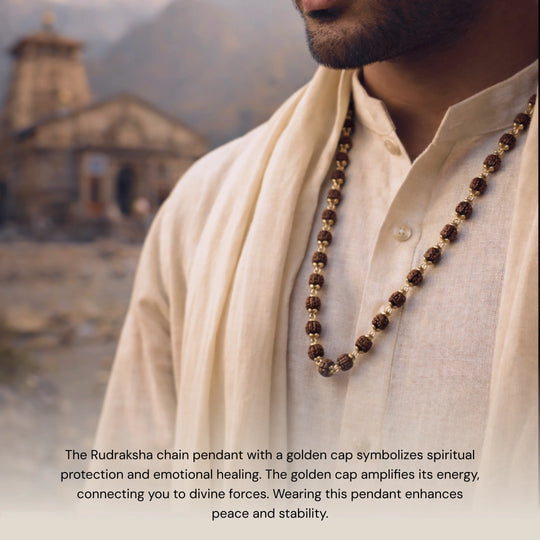 Rudraksha Chain Pendant with Golden Cap