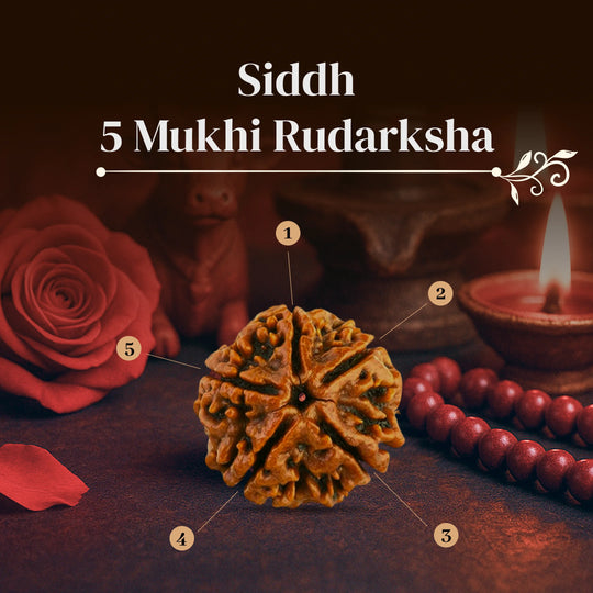 5 Mukhi Rudraksha with Free 5 Mukhi Rudraksha 5 Pices Kawach