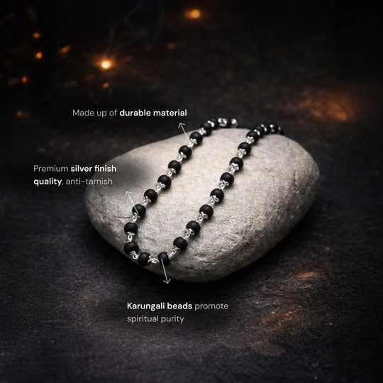 Silver Cap Karungali Mala