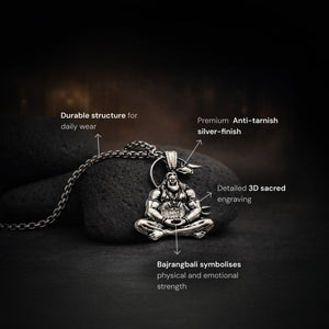 
                    
                      Silver Plated 3D Bajrangbali Hanuman Meditation Necklace - Gemsinvite  
                    
                  