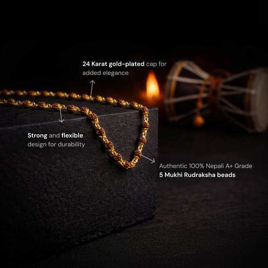 Rudraksha Chain Pendant with Golden Cap