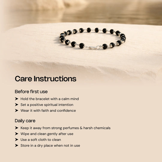 Lord Murugan Silver Karungali Beads Bracelet - Gemsinvite  