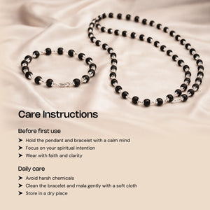 
                    
                      Authentic Silver Karungali (Ebony Wood) Mala + Bracelet Combo - Gemsinvite  
                    
                  