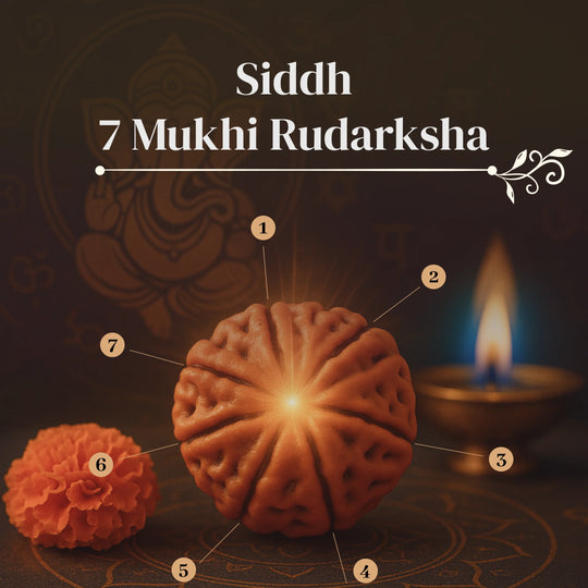 7 Mukhi Rudraksha with Free 5 Mukhi Rudraksha (2 Pices) – Divine Protection Combo