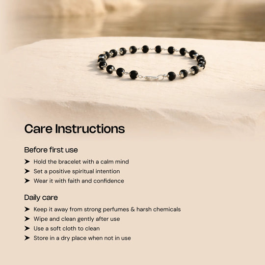 Silver Cap Karungali Beads Bracelet