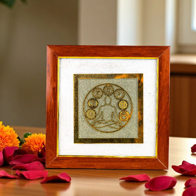 Jain Nav Devta Raw Pyrite with Selenite Frame