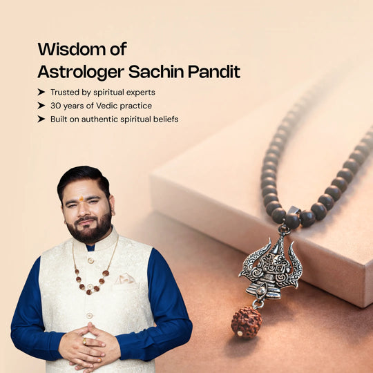 Karungali Mala with Trishul and Rudraksha