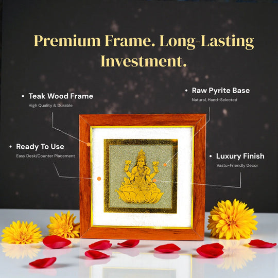 Goddess Lakshmi ji on Raw Pyrite Frame - Gemsinvite