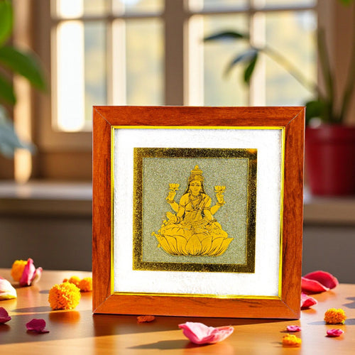 Goddess Lakshmi ji on Raw Pyrite Frame - Gemsinvite