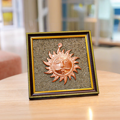 Surya Dev Brass on Raw Pyrite Frame - Gemsinvite