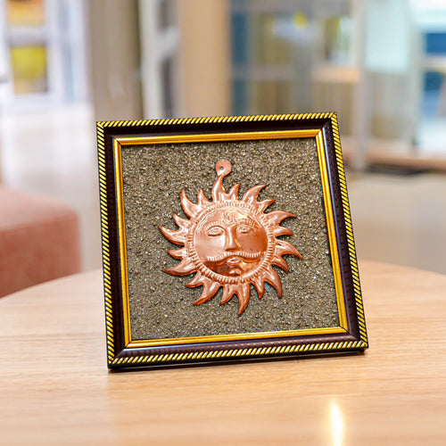 Surya Dev Brass on Raw Pyrite Frame - Gemsinvite